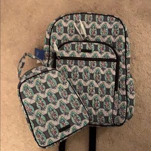 Vera Bradley Paisley stripes backpack & lunch bag